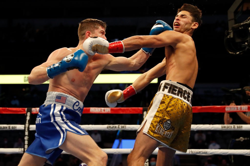 Ryan Garcia gets punched in the face by Luke Campbell.