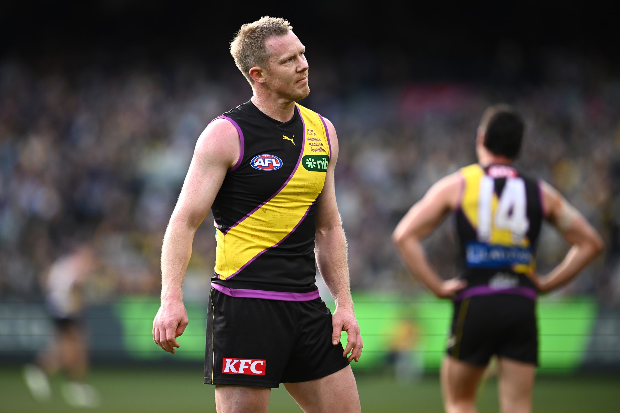 Jack Riewoldt in black and yellow tigers uniform. 