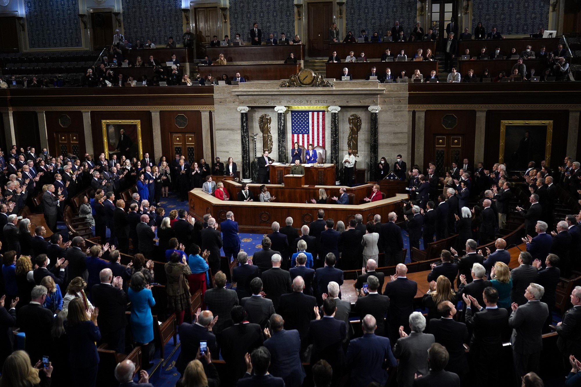 Ukrainian President Volodymyr Zelenskyy addresses a joint meeting of Congress on Capitol Hill in Washington, Wednesday, Dec. 21, 2022. 