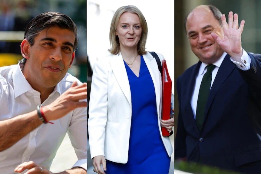 Former chancellor of the exchequer Rishi Sunak, Foreign Minister Liz Truss and Defence Secretary Ben Wallace