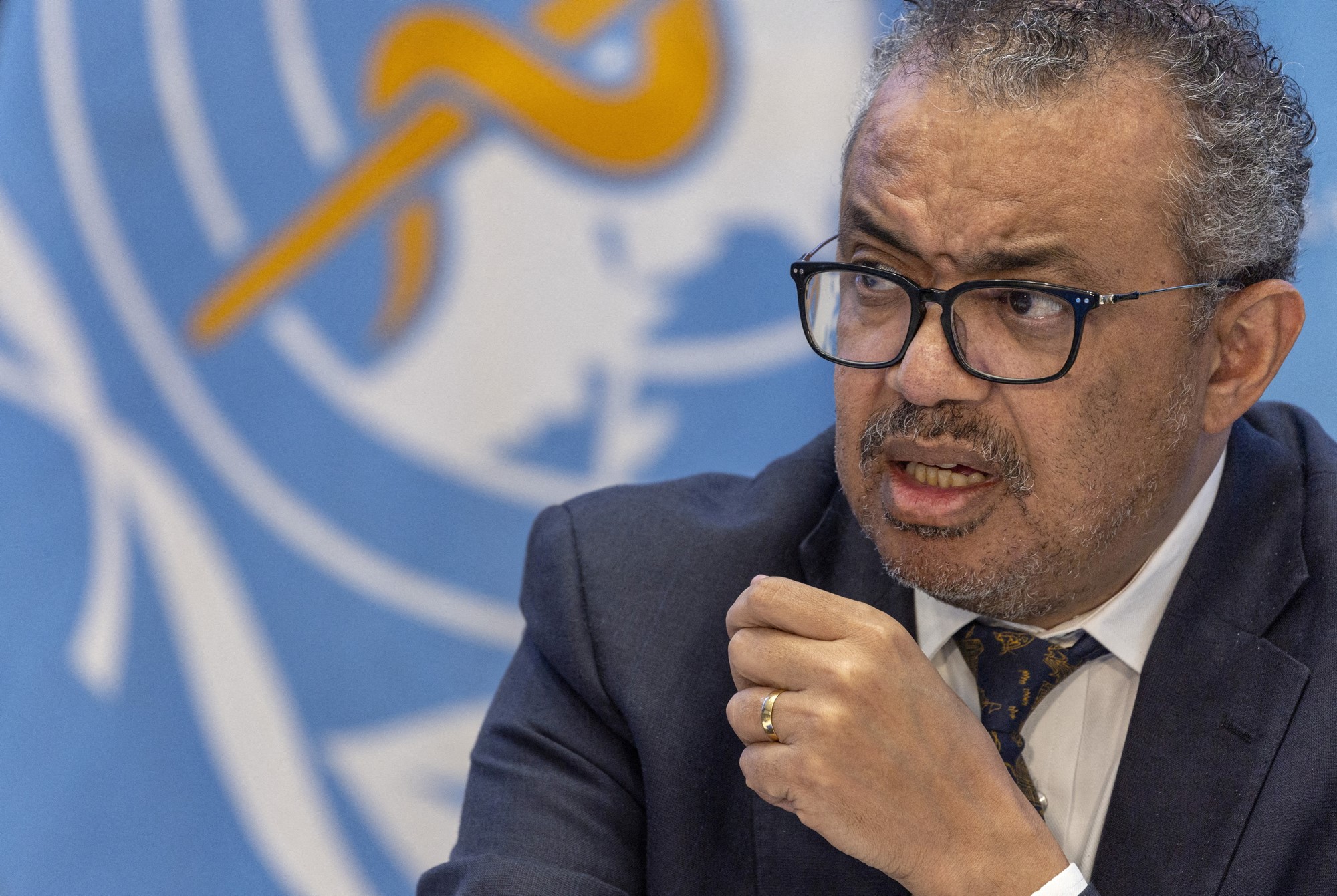 Dr Tedros at a news conference.