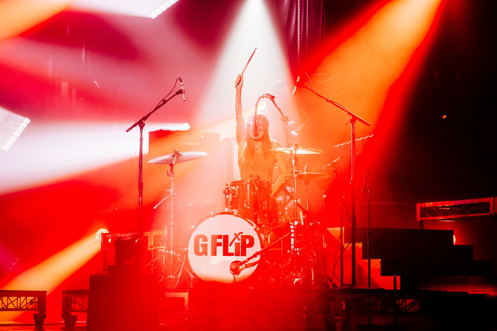 G Flip at a drum set