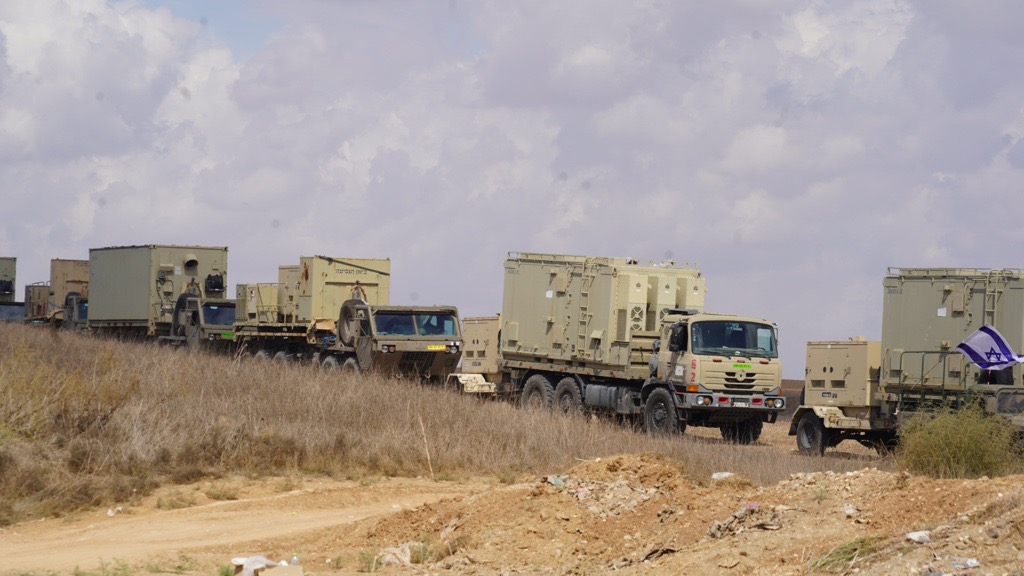 A line of military trucks 