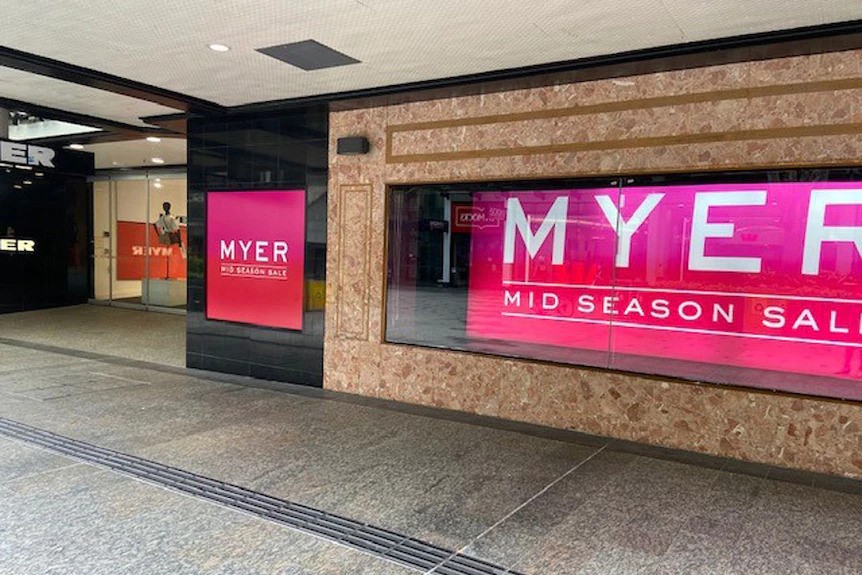 A Myer store mid season sale sign
