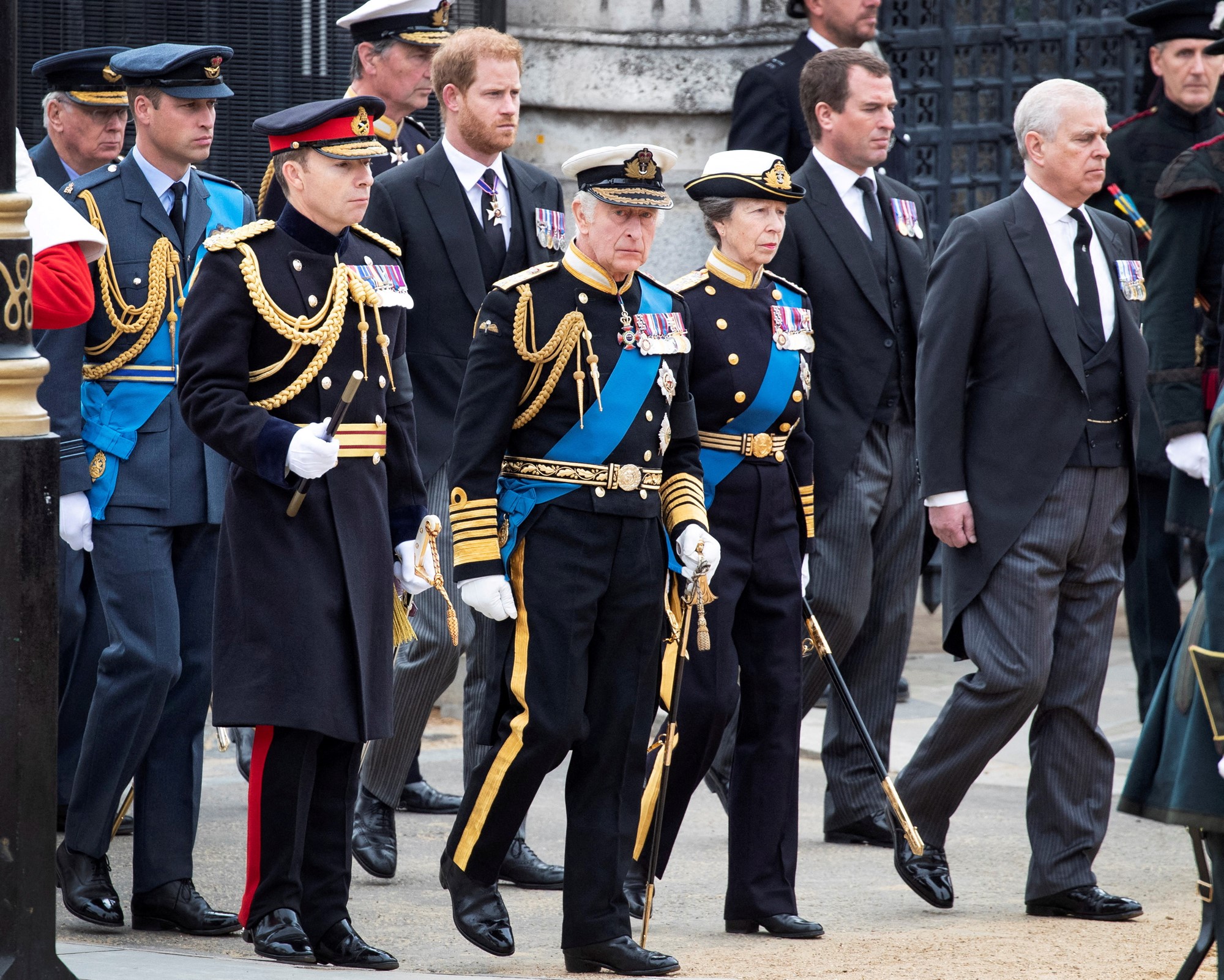 King Charles and his family walk together