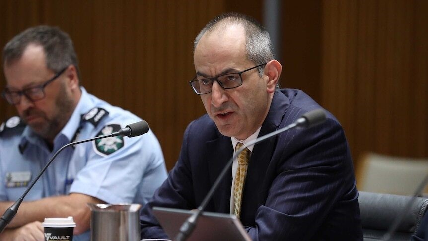 Mike speaks during Senate Estimates.