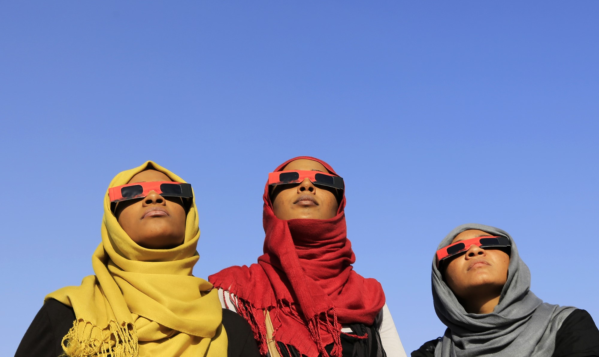 People observed the eclipse from the banks of the Nile river in Khartoum, Sudan.