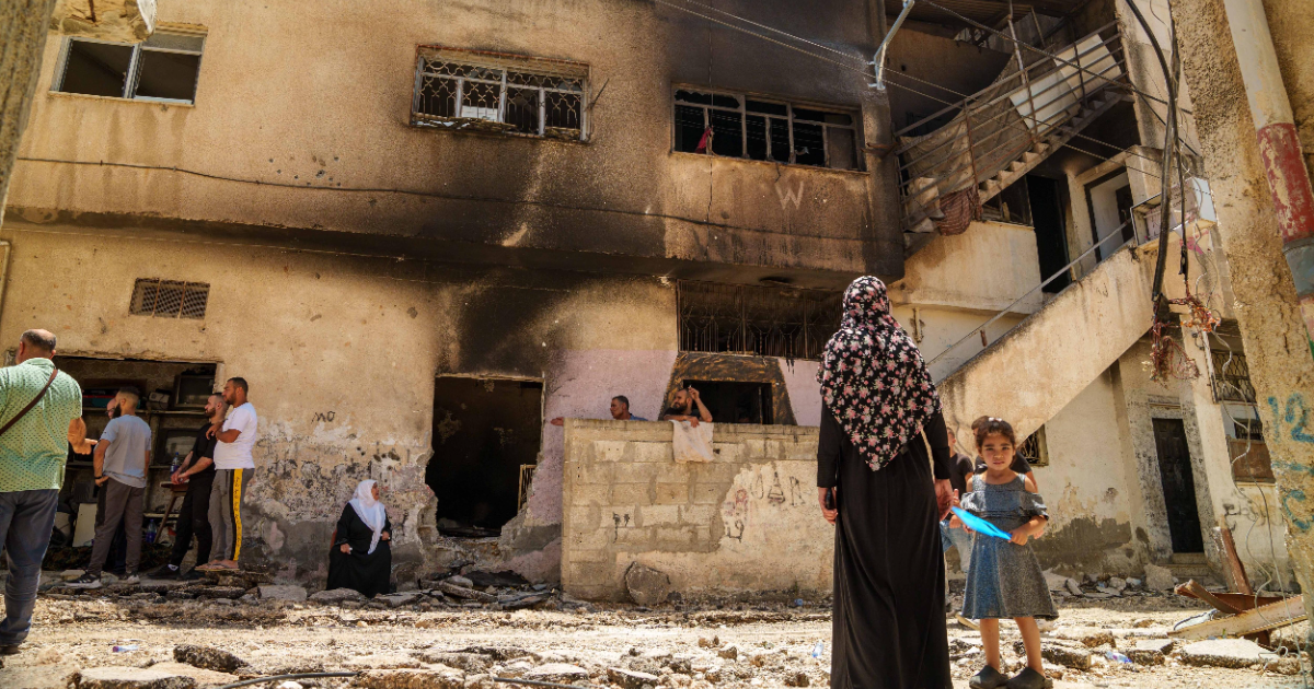 A destroyed refugee camp