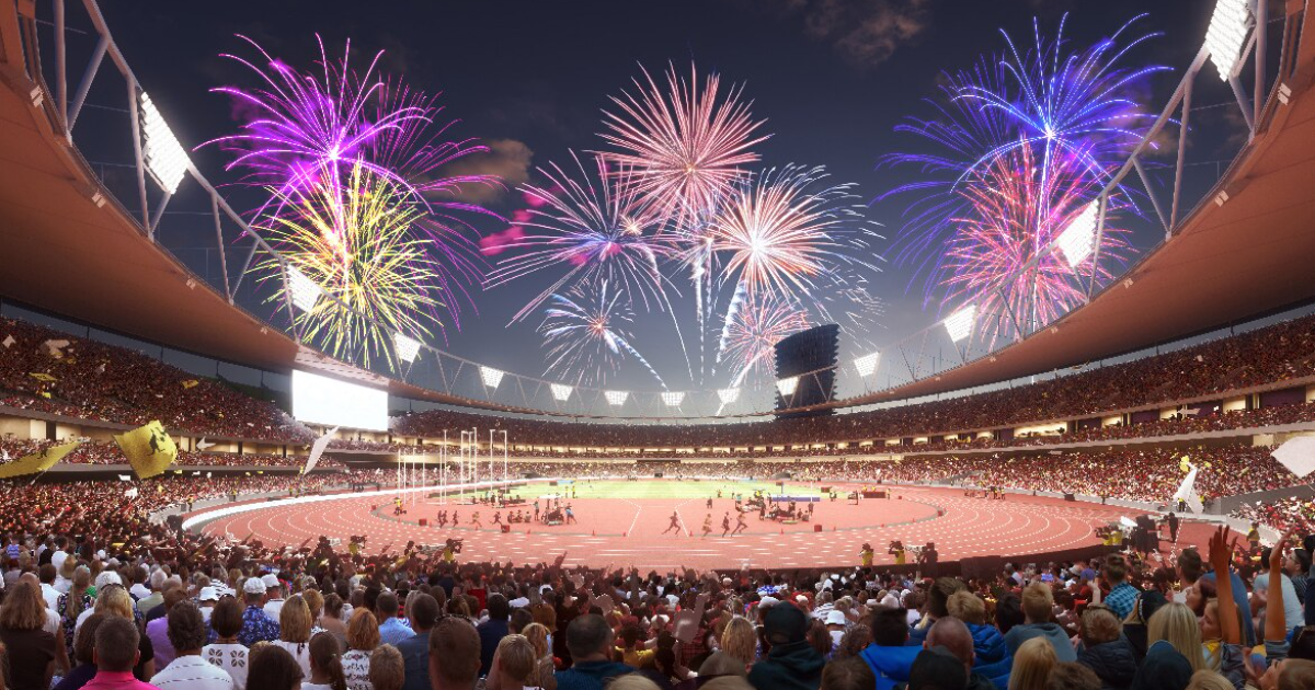 An artist's impression of the Gabba opening ceremony.