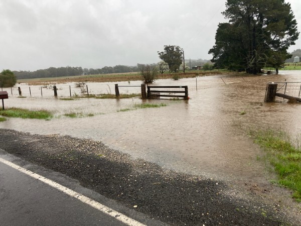 A paddock is covered by floodwater