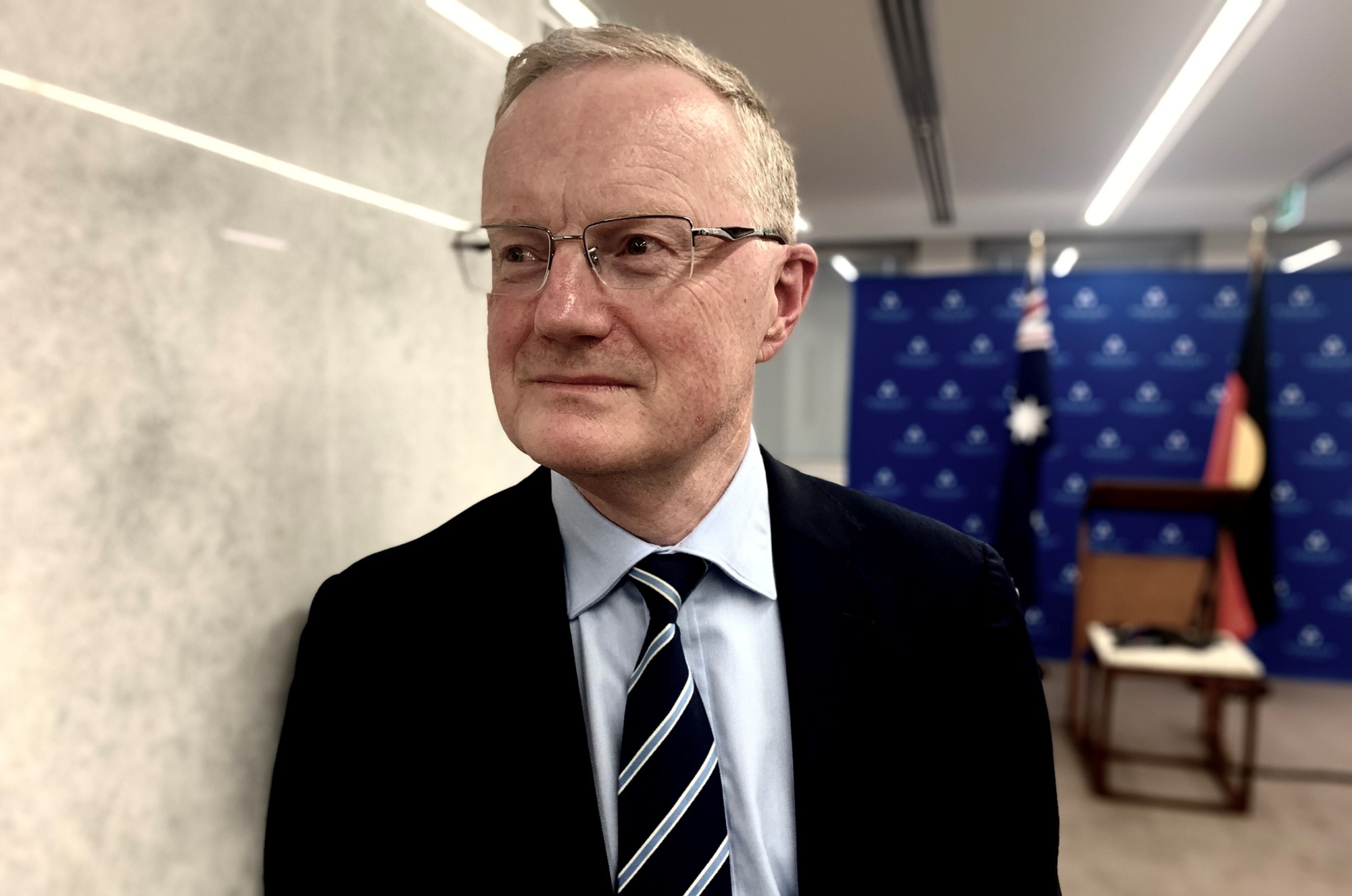 RBA governor Philip Lowe after a press conference earlier this year.