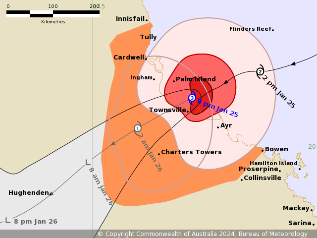 The latest cyclone track map, issued at 8pm AEST.