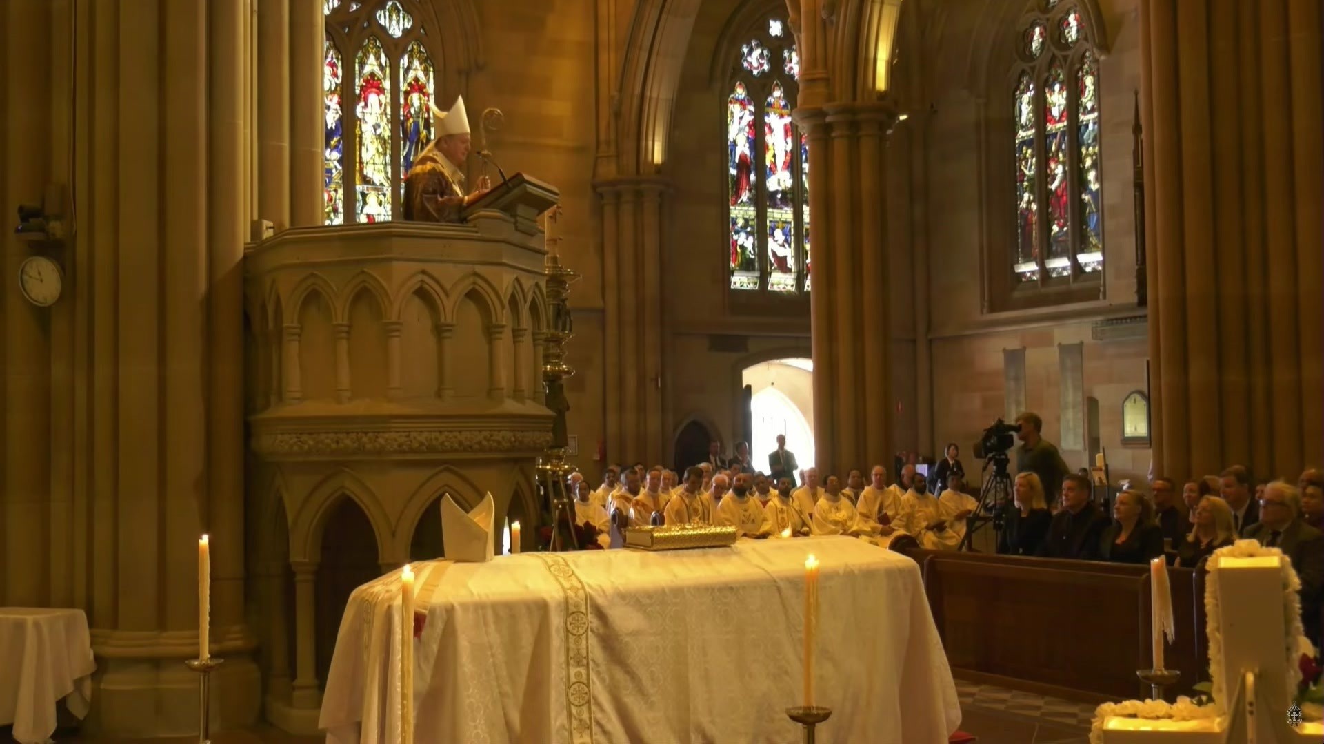George Pell's coffin inside church
