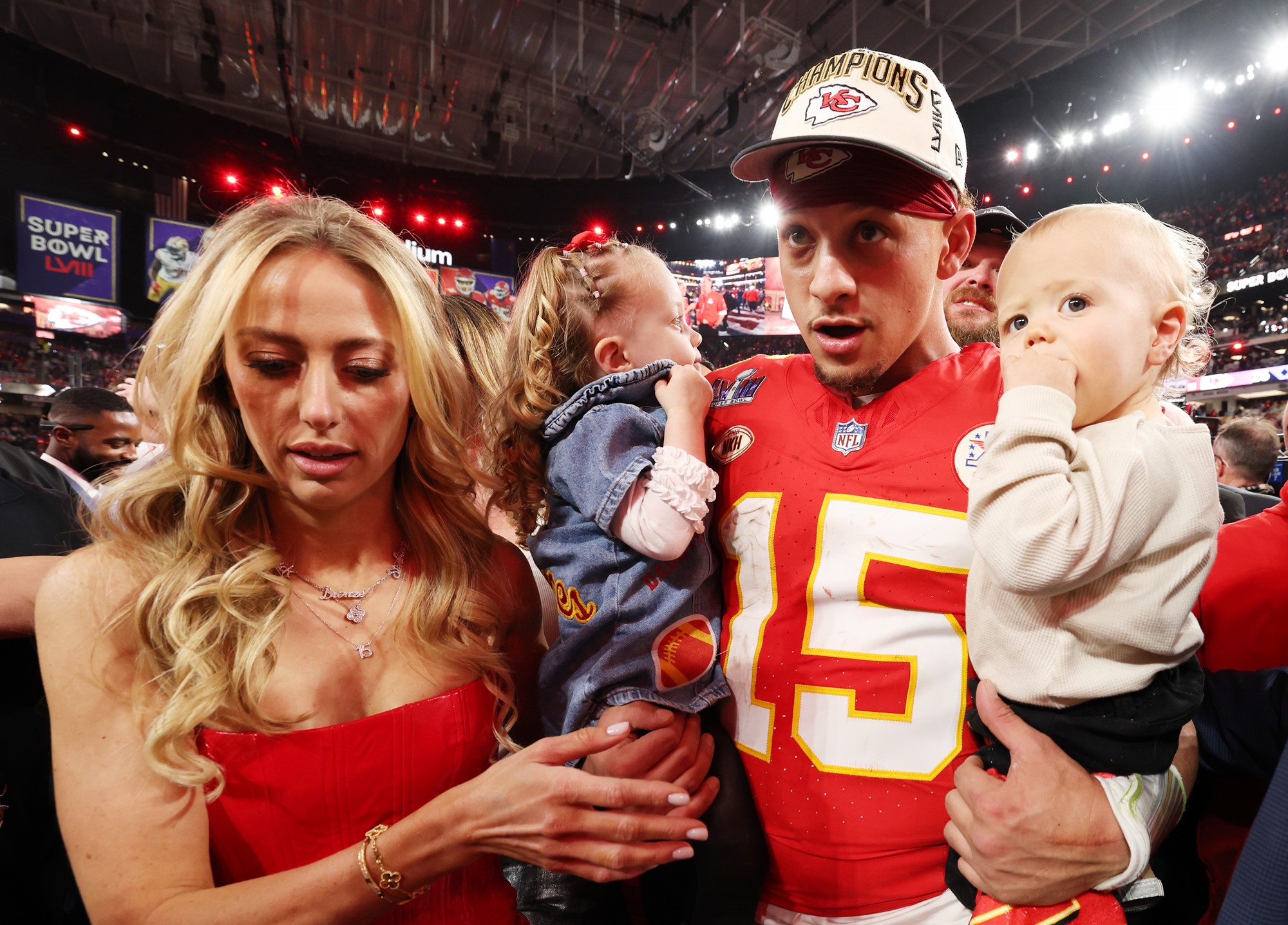 Kansas City quarterback Patrick Mahomes and his family after Super Bowl.