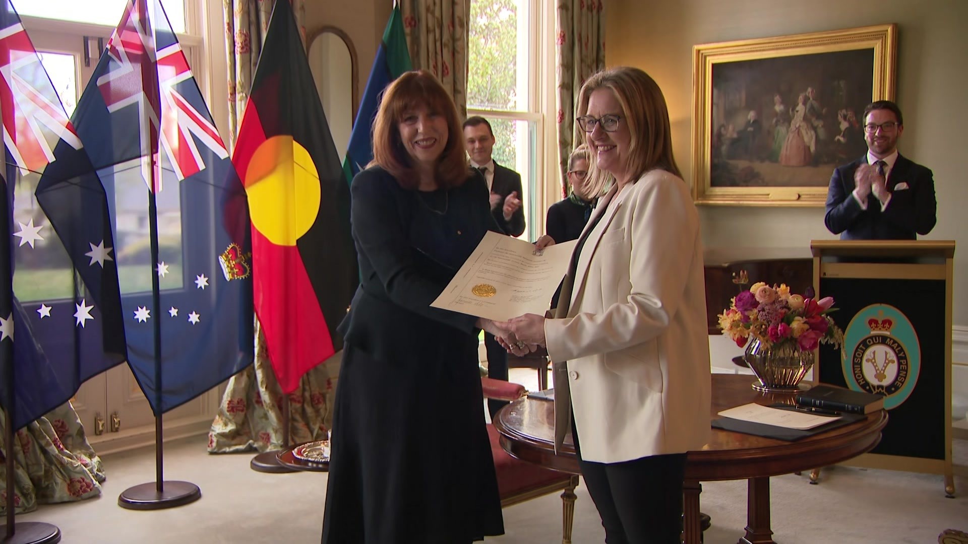 Victorian governor Margaret Gardner and premier Jacinta Allan