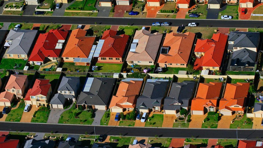 A row of houses seen from above