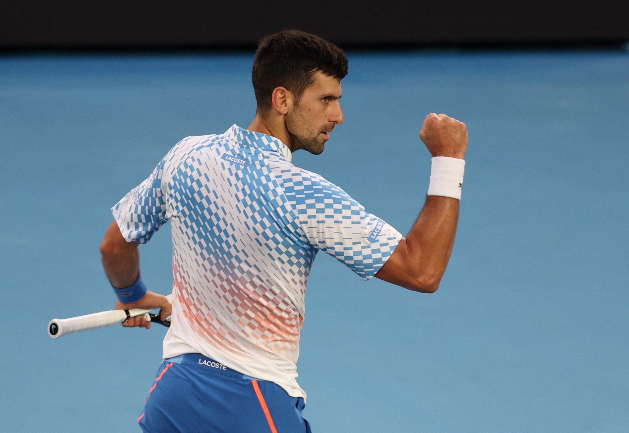 Novak Djokovic clenches his fist.