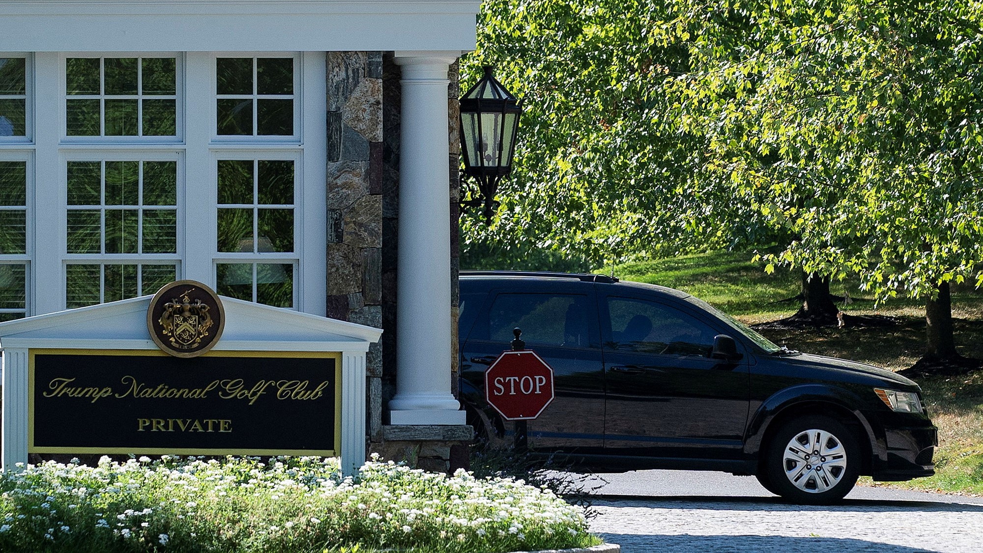A view outside the Trump National Golf Club in Bedminster, New Jersey.