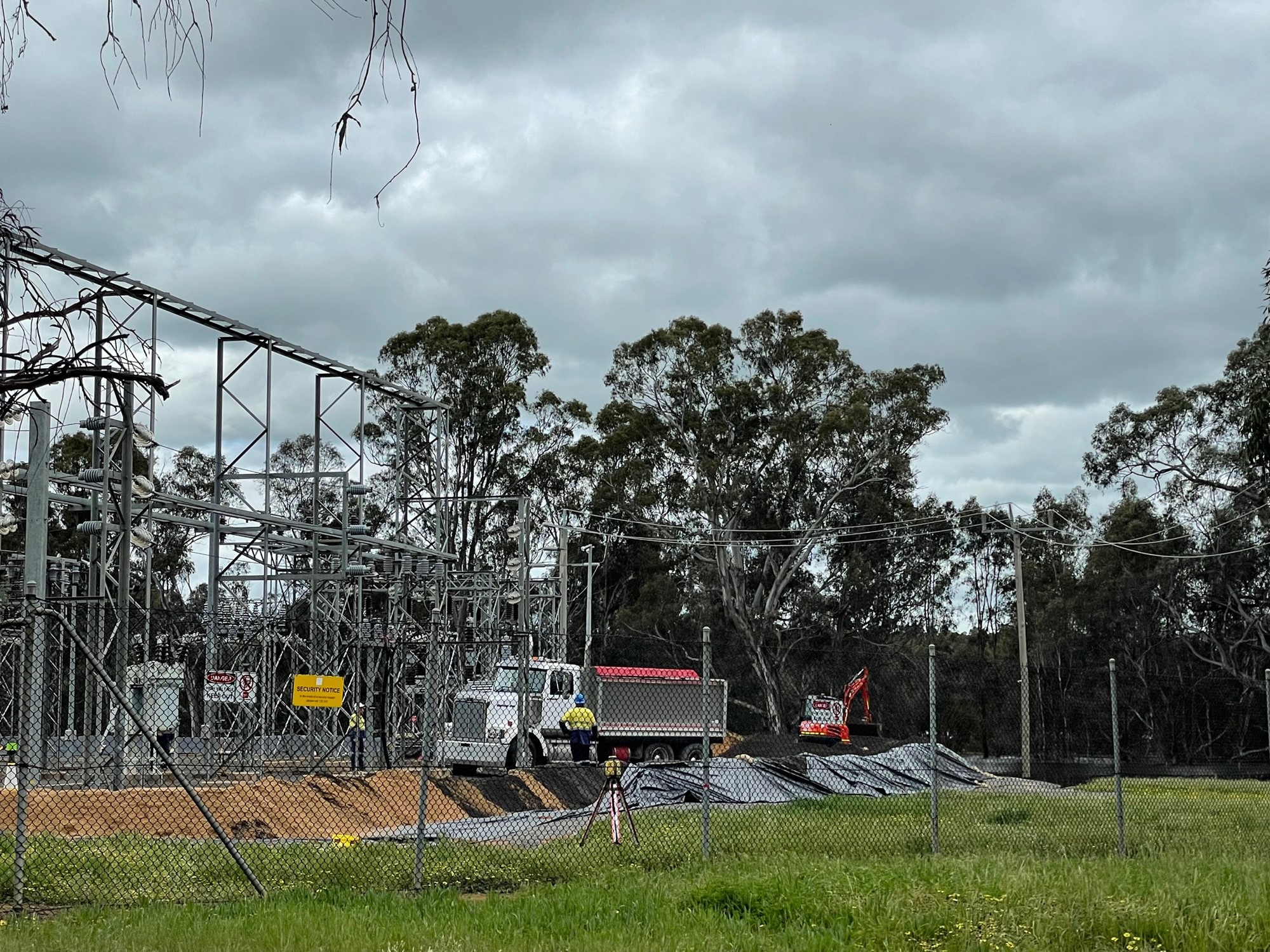 Workers at an electricity substation.