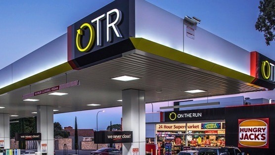 A petrol station with a convenience store attached.