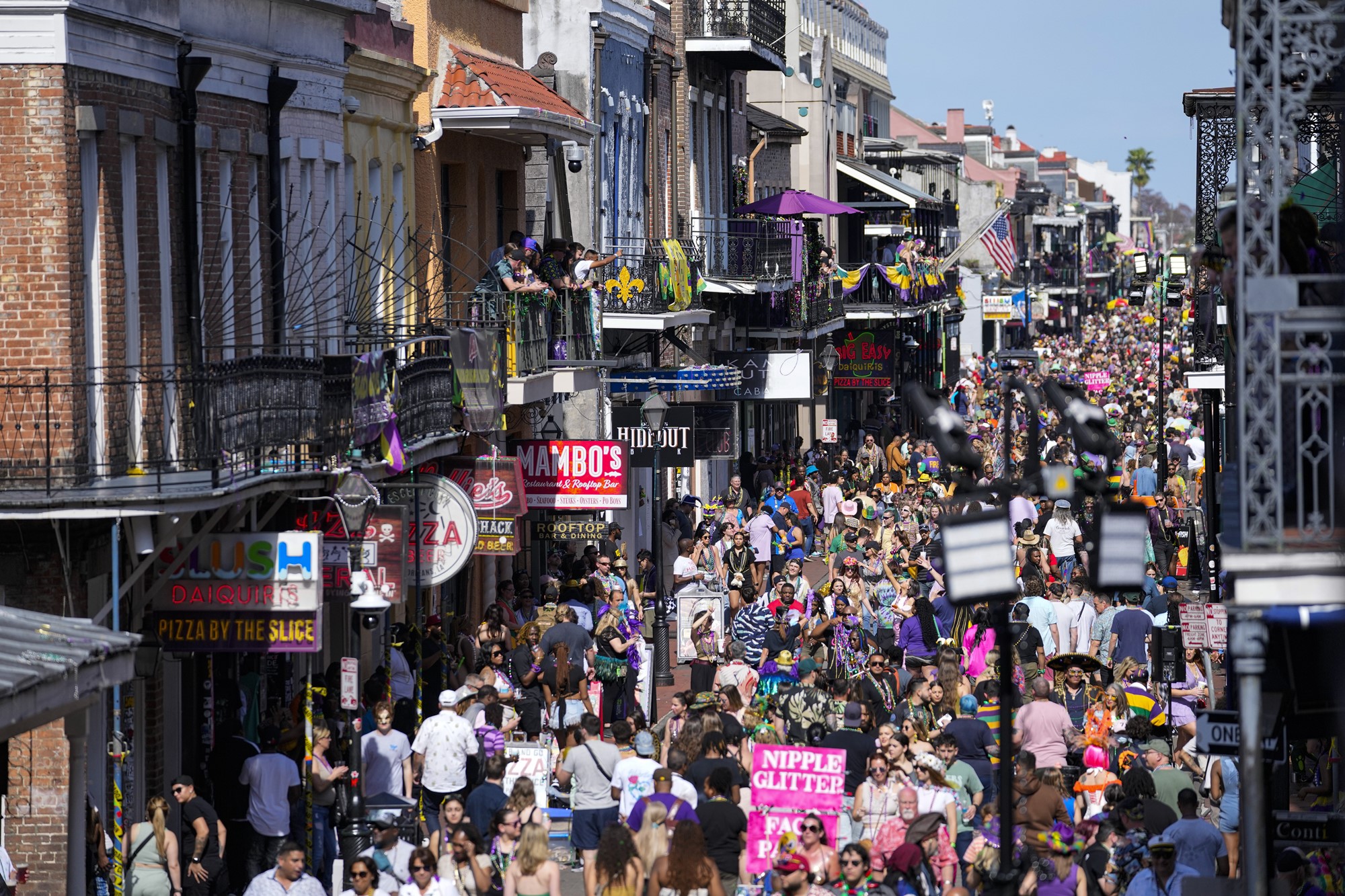 Crowds fill a New Orleans street.