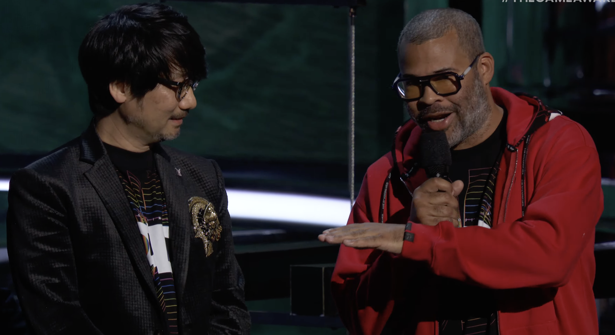 Hideo Kojima and Jordan Peele talk on stage