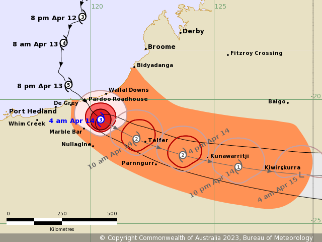 Tropical Cyclone Ilsa: Downgraded system tracks inland after