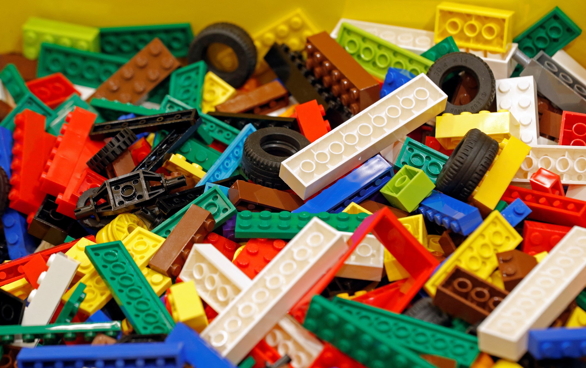 A pile of colourful Lego bricks.