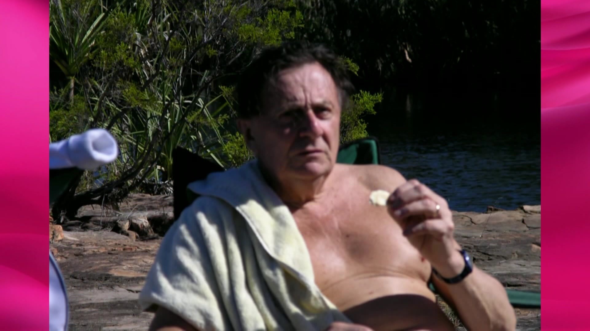 Barry Humphries in the bush.