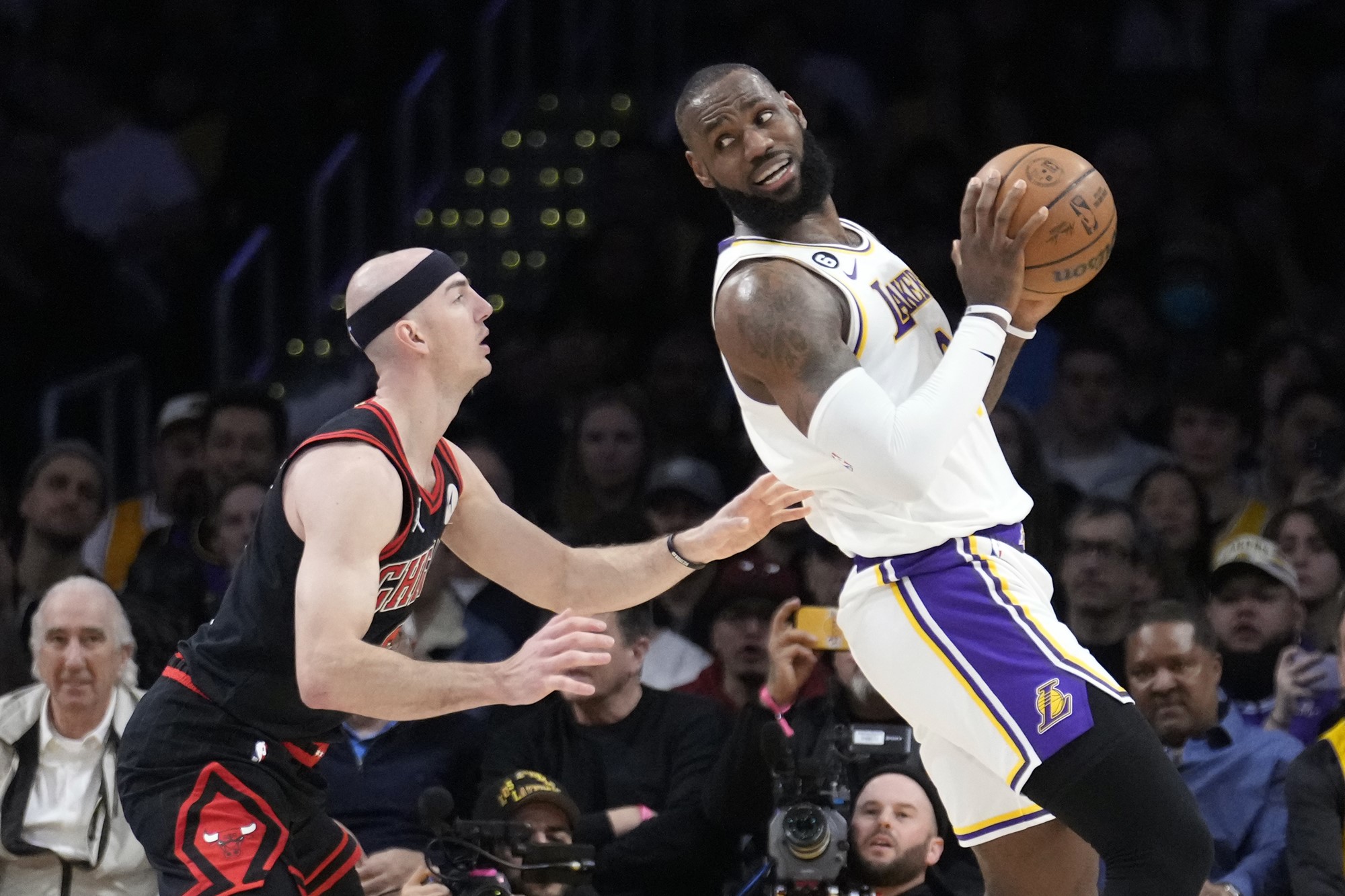 LeBron James playing basketball.