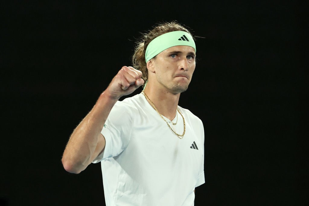 Tennis player Alex Zverev clenches his fist during a match at the Australian Open