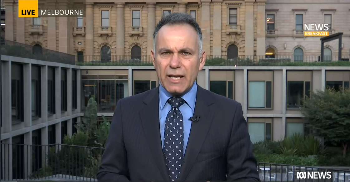 John Pesutto being interviewed outside a parliamentary building