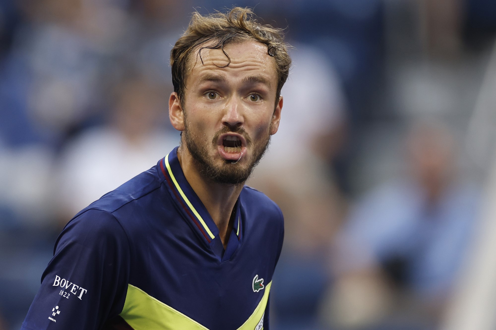 Russian Daniil Medvedev shouts at the US Open.