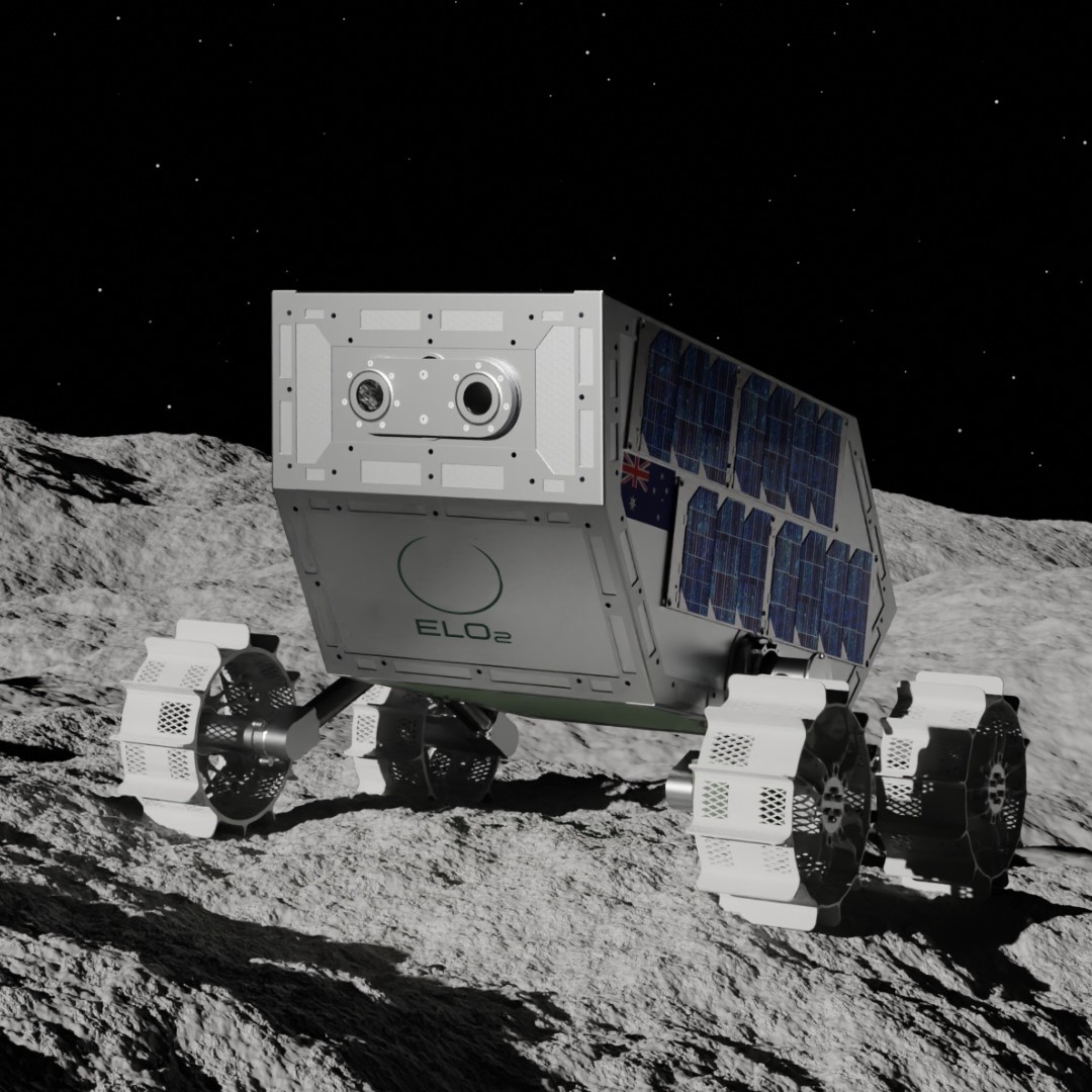 An artist's impression of the ELO2 lunar rover on the surface of the Moon.