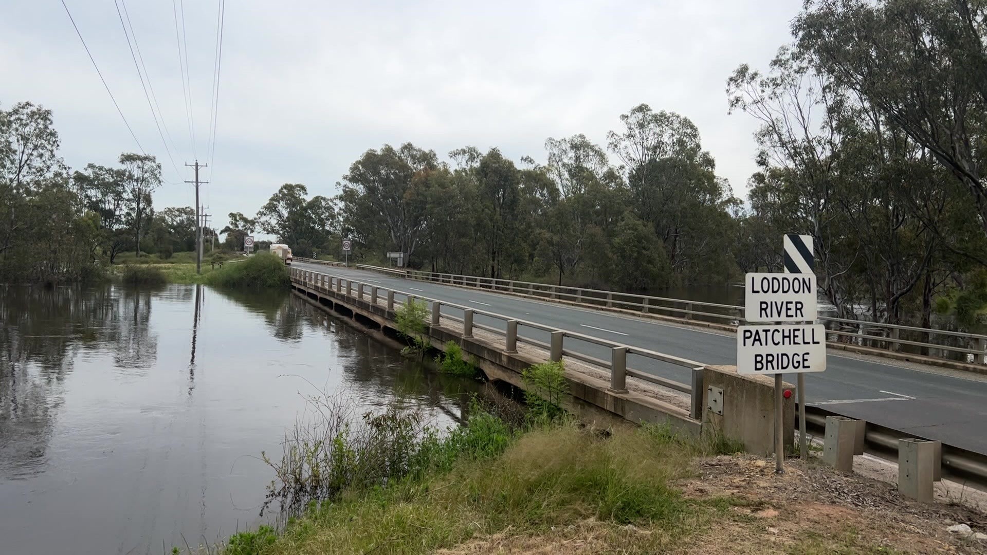 A bridge signed "Loddon River - Patchell Bridge"