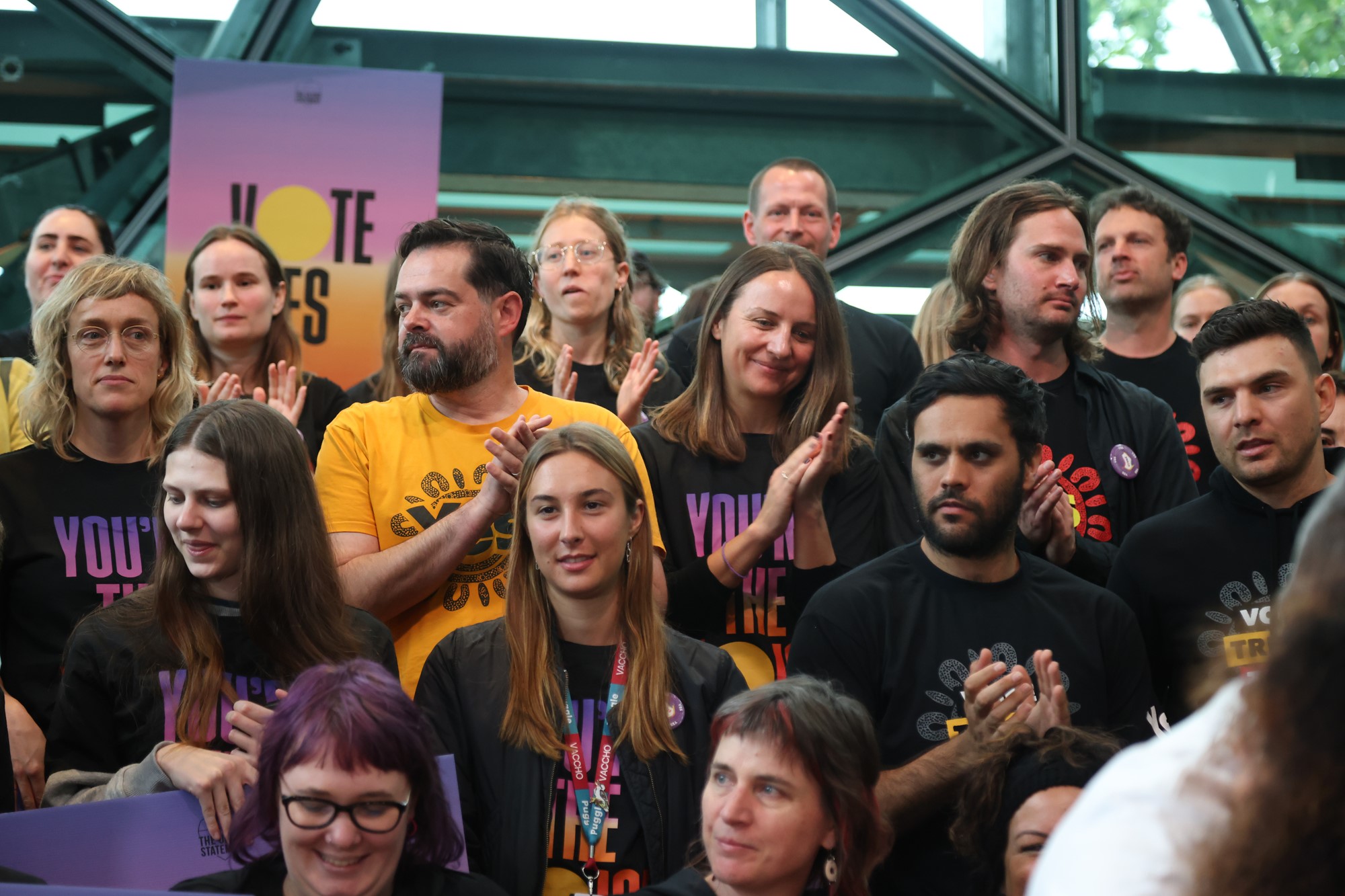 A close up of Yes campaigners clapping.