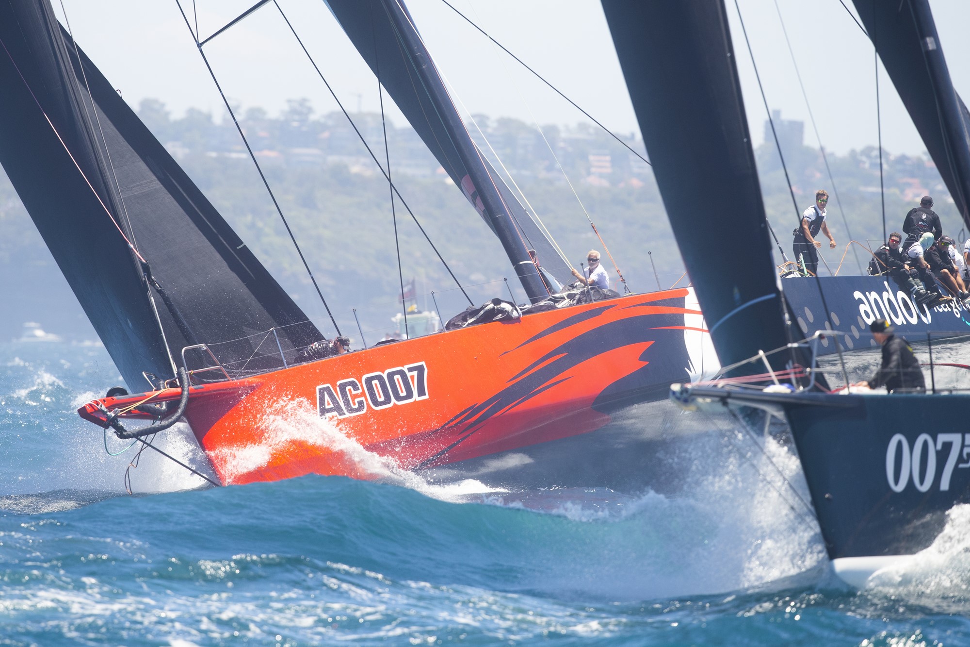 Andoo Comanche heads for the outside marker in the Sydney to Hobart