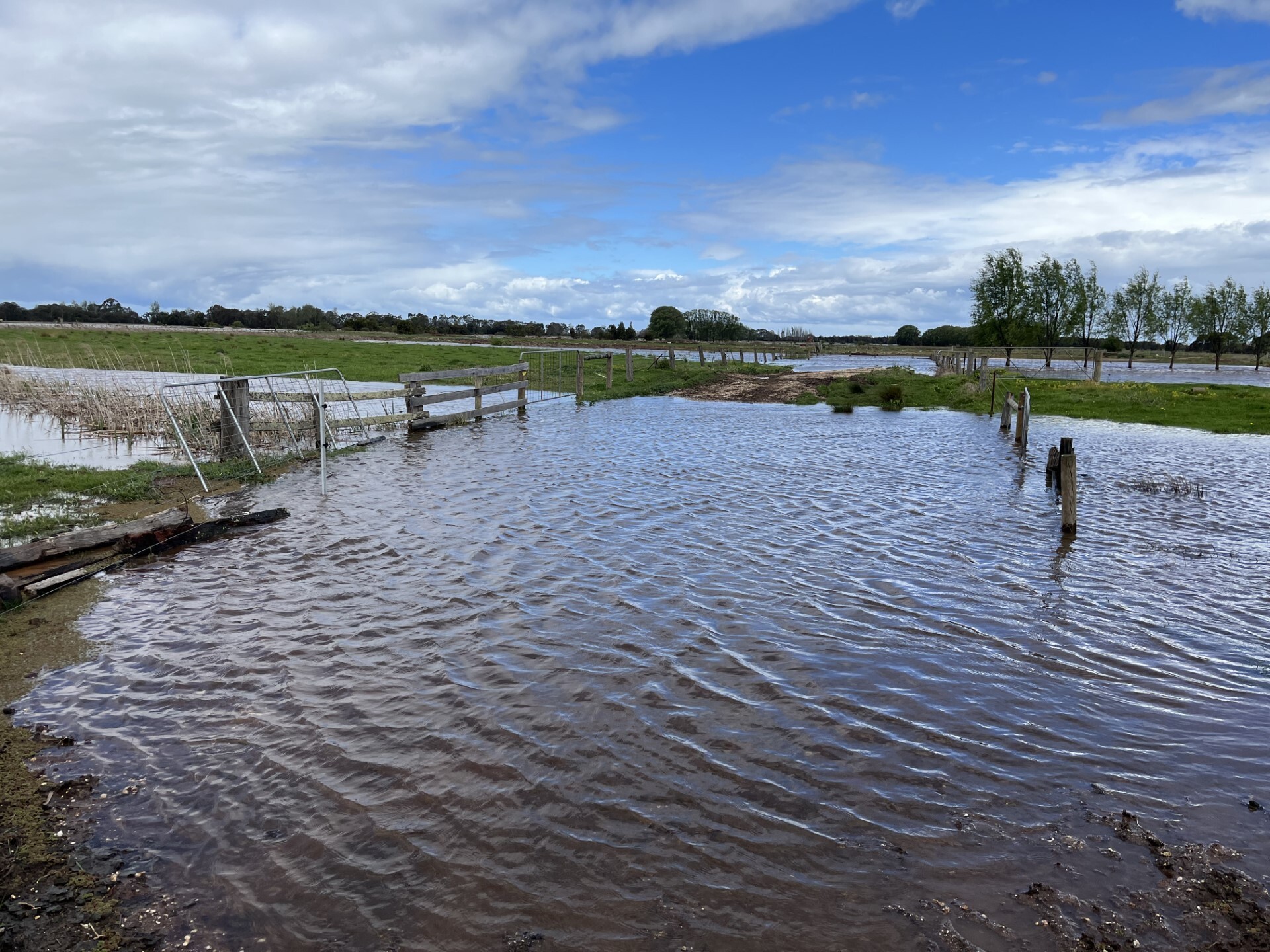 A paddock covered in water.