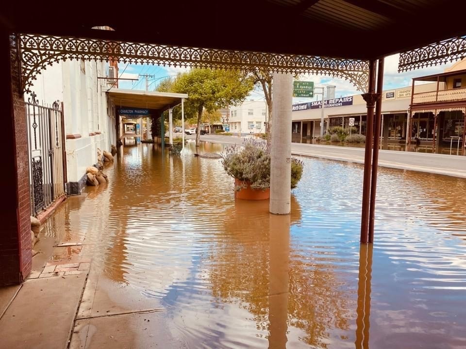 Water in the main streets of Charlton.