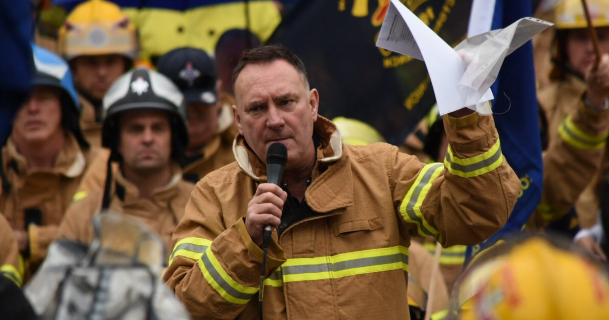 Peter Marshall at a firefighting union event.